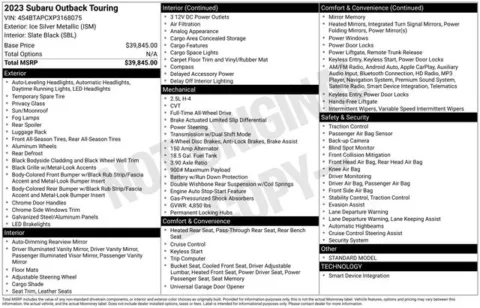 Another view of 2023 Subaru Outback Touring for sale in Tulsa, OK at Jim Norton T-Town Chevrolet
