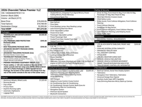 Photos of 2026 Chevrolet Tahoe Premier for sale in Tulsa, OK at Jim Norton T-Town Chevrolet