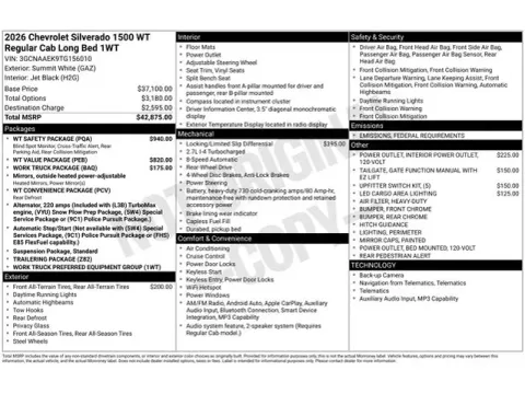 Photos of 2026 Chevrolet Silverado 1500 WT for sale in Tulsa, OK at Jim Norton T-Town Chevrolet