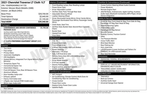 Photos of 2021 Chevrolet Traverse LT for sale in Tulsa, OK at Jim Norton T-Town Chevrolet