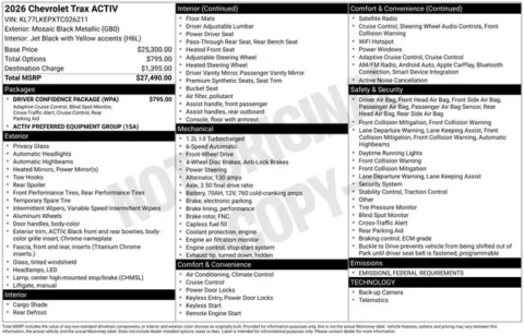 Photos of 2026 Chevrolet Trax ACTIV for sale in Tulsa, OK at Jim Norton T-Town Chevrolet