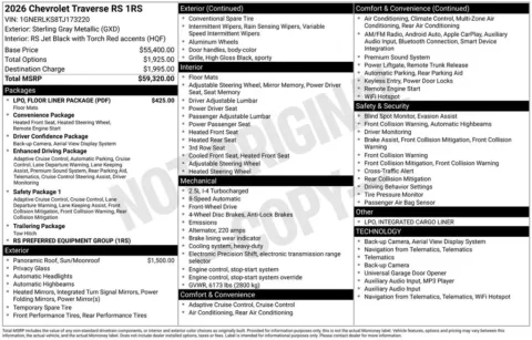 Another view of 2026 Chevrolet Traverse RS for sale in Logan, OH at Don Wood Chevrolet