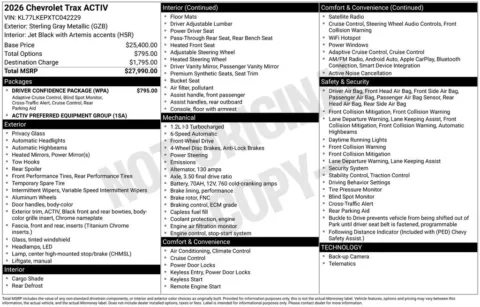 Another view of 2026 Chevrolet Trax ACTIV for sale in Logan, OH at Don Wood Chevrolet