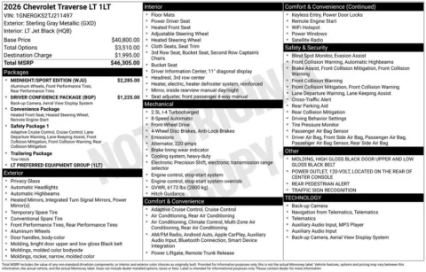Another view of 2026 Chevrolet Traverse LT for sale in Logan, OH at Don Wood Chevrolet