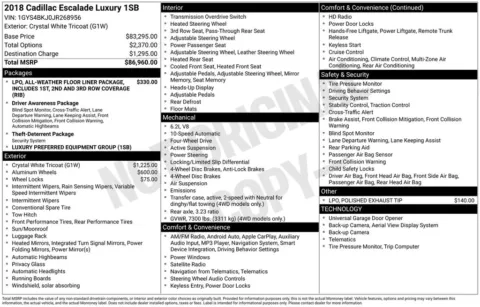 Another view of 2018 Cadillac Escalade Luxury for sale in Logan, OH at Don Wood Chevrolet