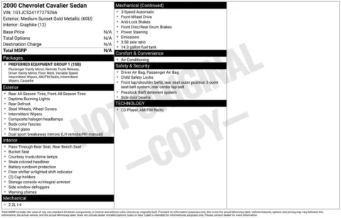 Another view of 2000 Chevrolet Cavalier for sale in Logan, OH at Don Wood Chevrolet