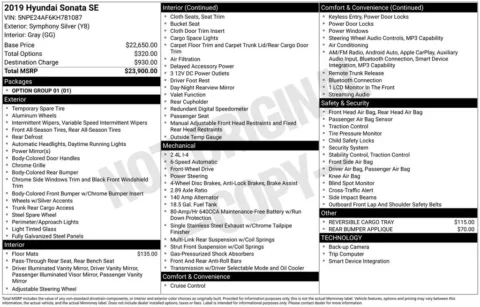 Another view of 2019 Hyundai Sonata SE for sale in Logan, OH at Don Wood Chevrolet