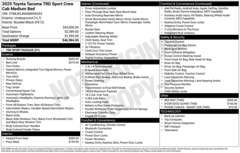 More photos of 2025 Toyota Tacoma TRD Sport at Don Wood Chevrolet, OH