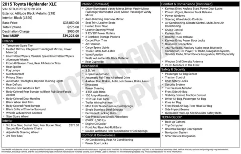 Another view of 2015 Toyota Highlander XLE V6 for sale in Logan, OH at Don Wood Chevrolet