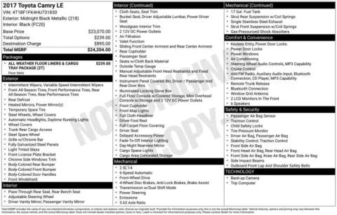Another view of 2017 Toyota Camry LE for sale in Logan, OH at Don Wood Chevrolet