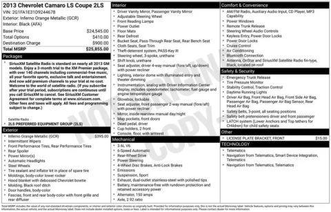 Another view of 2013 Chevrolet Camaro 2LS for sale in Logan, OH at Don Wood Chevrolet