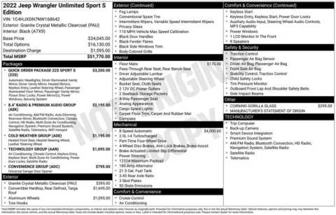 Another view of 2022 Jeep Wrangler Unlimited Sport S for sale in Logan, OH at Don Wood Chevrolet