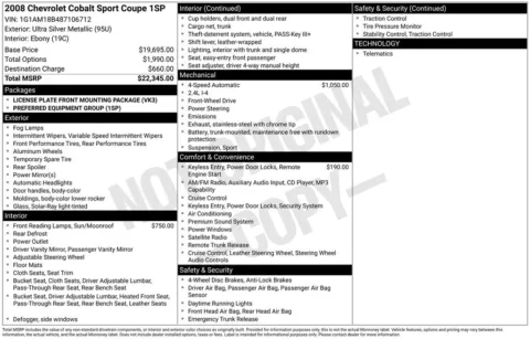 Another view of 2008 Chevrolet Cobalt Sport for sale in Logan, OH at Don Wood Chevrolet