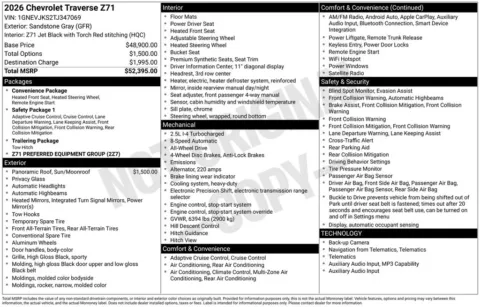 Another view of 2026 Chevrolet Traverse Z71 for sale in Logan, OH at Don Wood Chevrolet