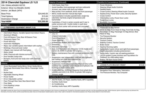 Another view of 2014 Chevrolet Equinox LS for sale in Logan, OH at Don Wood Chevrolet