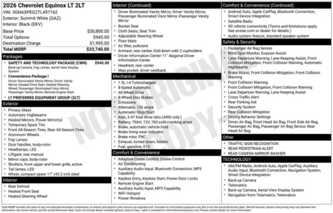 Another view of 2026 Chevrolet Equinox LT for sale in Logan, OH at Don Wood Chevrolet