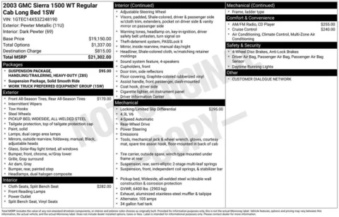 Another view of 2003 GMC Sierra 1500 Work Truck for sale in Logan, OH at Don Wood Chevrolet
