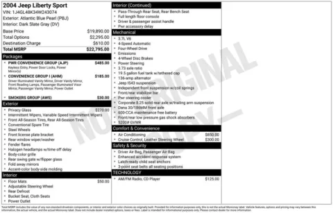 Another view of 2004 Jeep Liberty Sport for sale in Logan, OH at Don Wood Chevrolet