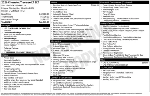 Another view of 2026 Chevrolet Traverse LT for sale in Logan, OH at Don Wood Chevrolet