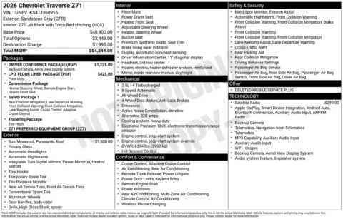 Another view of 2026 Chevrolet Traverse Z71 for sale in Logan, OH at Don Wood Chevrolet