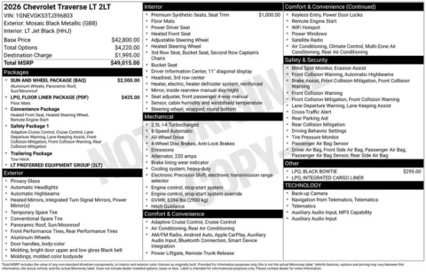 Another view of 2026 Chevrolet Traverse LT for sale in Logan, OH at Don Wood Chevrolet