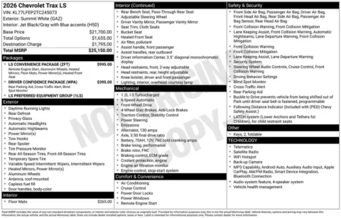 Photos of 2026 Chevrolet Trax LS for sale in Logan, OH at Don Wood Chevrolet