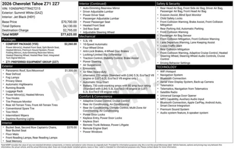 Photos of 2026 Chevrolet Tahoe Z71 for sale in Logan, OH at Don Wood Chevrolet