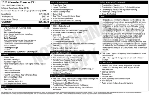Another view of 2027 Chevrolet Traverse Z71 for sale in Logan, OH at Don Wood Chevrolet