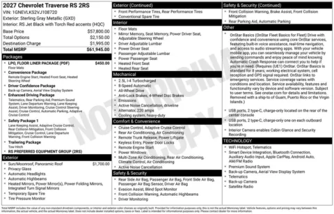 Photos of 2027 Chevrolet Traverse RS for sale in Logan, OH at Don Wood Chevrolet