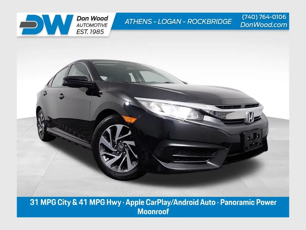 Black 2016 Honda Civic EX for sale in Logan, OH