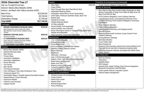 Photos of 2026 Chevrolet Trax LT for sale in Logan, OH at Don Wood Chevrolet
