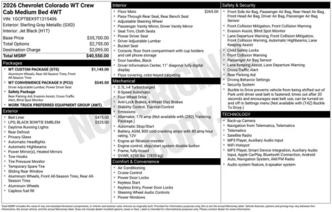 Photos of 2026 Chevrolet Colorado Work Truck for sale in Logan, OH at Don Wood Chevrolet