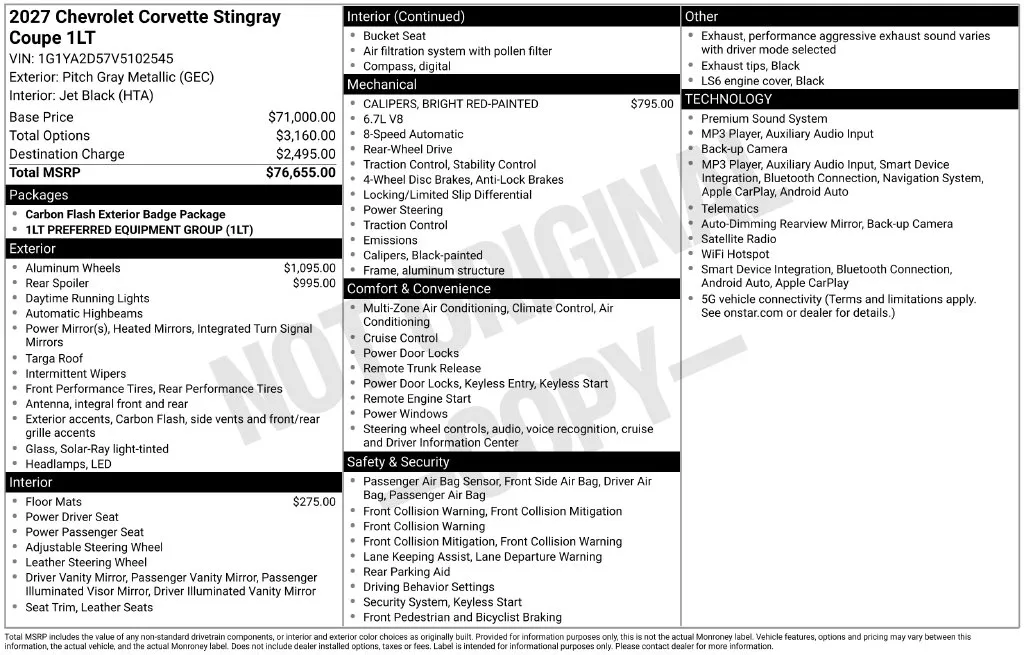 2027 Chevrolet Corvette 1LT - Photo 6