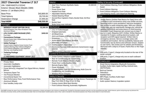 Photos of 2027 Chevrolet Traverse LT for sale in Logan, OH at Don Wood Chevrolet