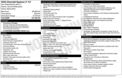 Photos of 2026 Chevrolet Equinox LT for sale in Logan, OH at Don Wood Chevrolet