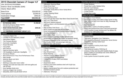 Photos of 2015 Chevrolet Camaro 1LT for sale in Logan, OH at Don Wood Chevrolet