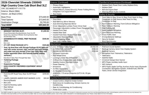 Photos of 2026 Chevrolet Silverado 2500 HD High Country for sale in Logan, OH at Don Wood Chevrolet