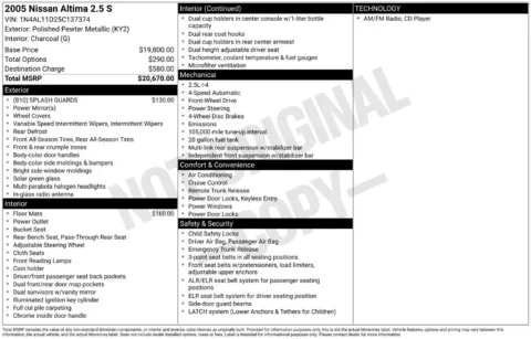 Photos of 2005 Nissan Altima 2.5 S for sale in Logan, OH at Don Wood Chevrolet