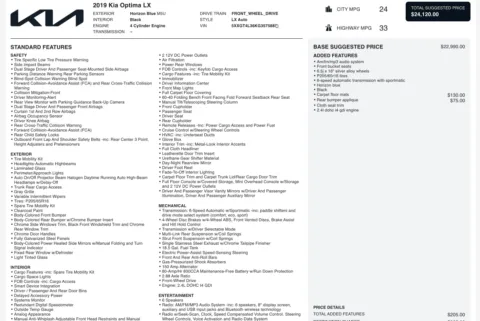 Photos of 2019 Kia Optima LX for sale in Alvin, TX at Auto Boutique Texas