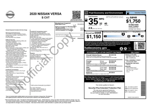 Photos of 2020 Nissan Versa S for sale in Alvin, TX at Auto Boutique Texas