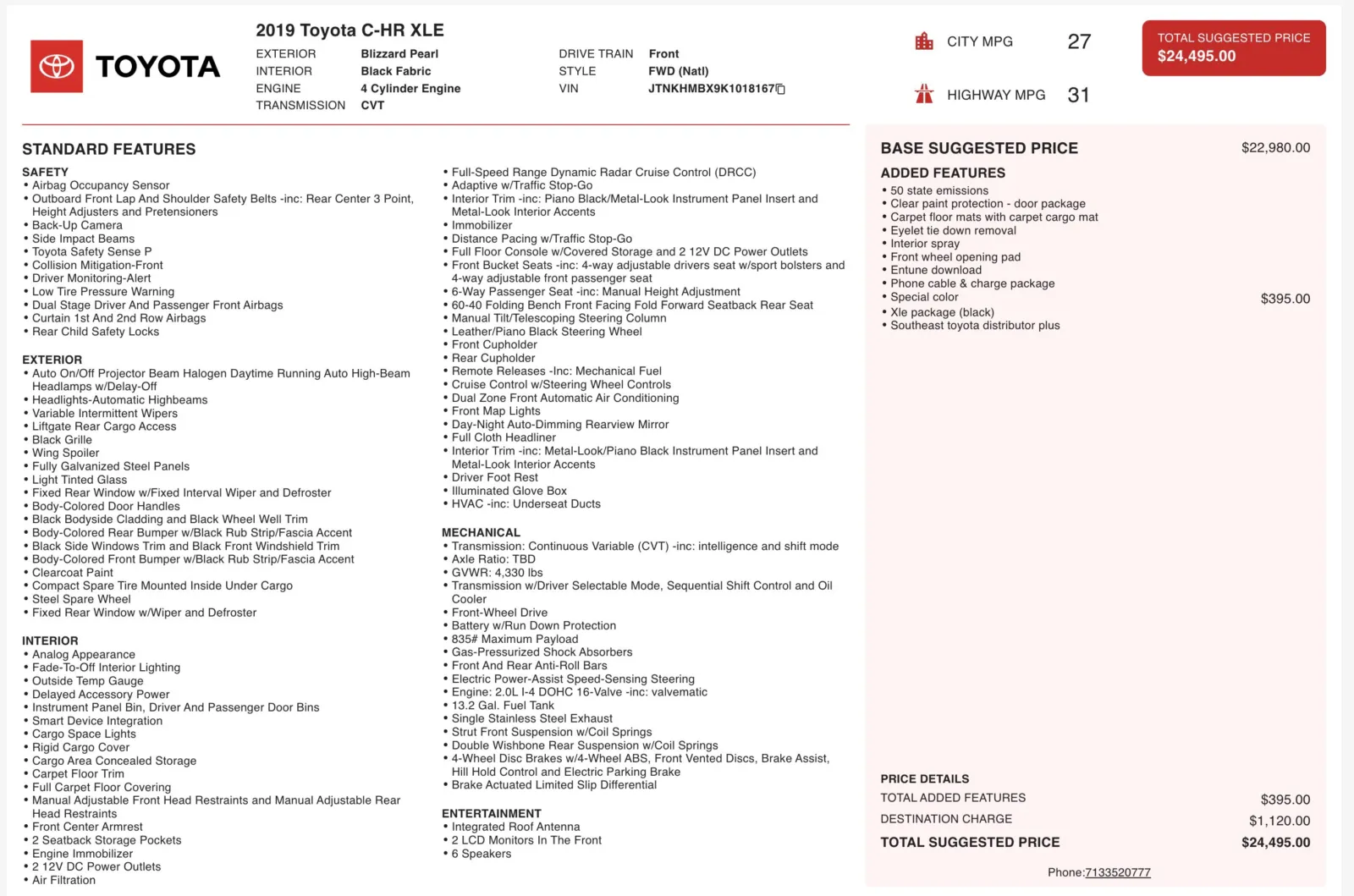 2019 Toyota C-HR XLE for sale in Alvin, TX