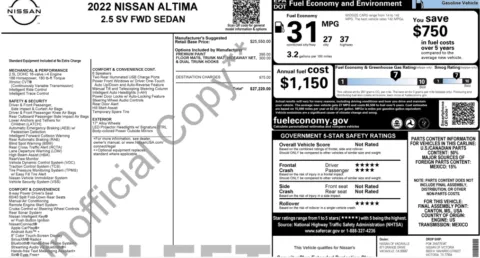 Photos of 2022 Nissan Altima 2.5 SV for sale in Alvin, TX at Auto Boutique Texas
