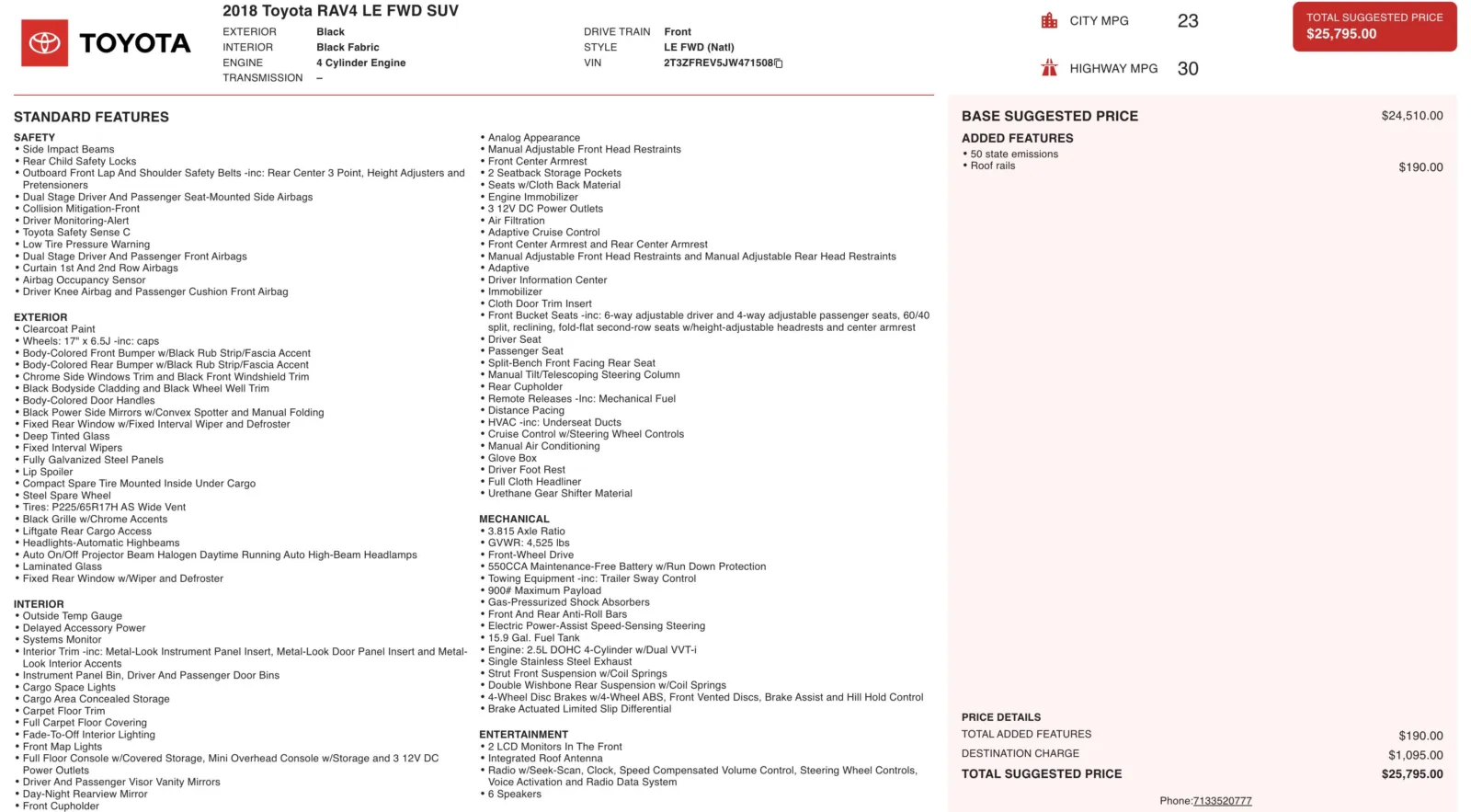 2018 Toyota RAV4 LE for sale in Alvin, TX
