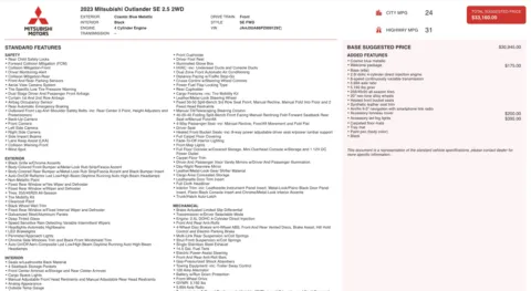 Photos of 2023 Mitsubishi Outlander SE for sale in Alvin, TX at Auto Boutique Texas