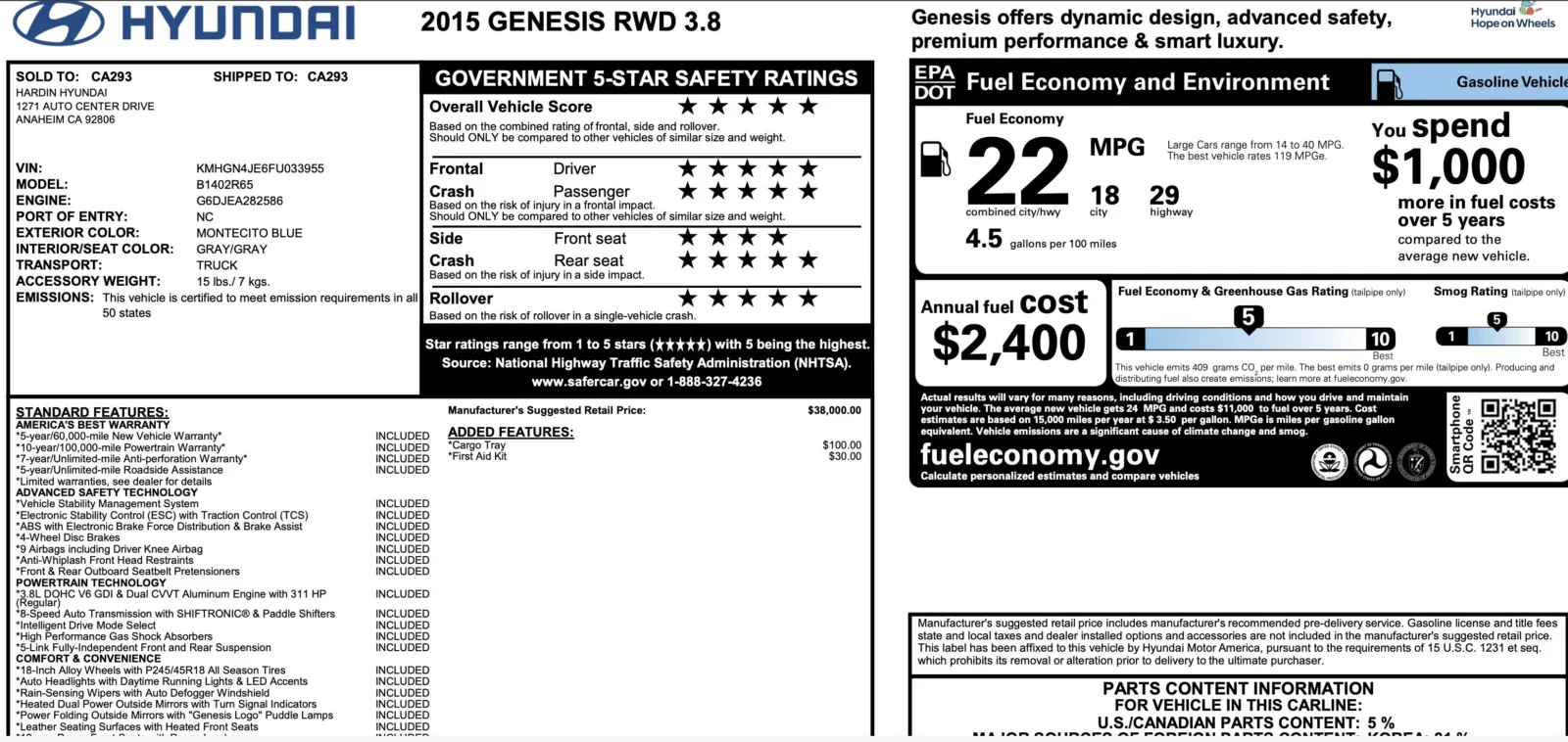 2015 Hyundai Genesis 3.8L for sale in Alvin, TX