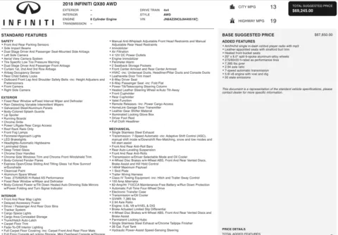 Photos of 2018 INFINITI QX80 for sale in Alvin, TX at Auto Boutique Texas