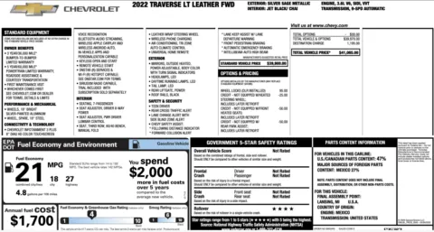 Photos of 2022 Chevrolet Traverse LT Leather for sale in Alvin, TX at Auto Boutique Texas