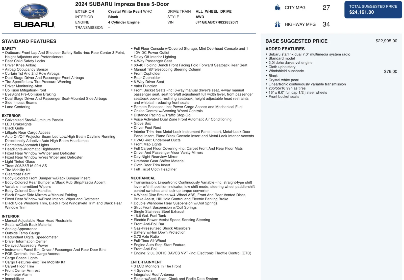 2024 Subaru Impreza for sale in Alvin, TX