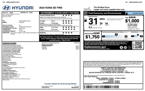 Photos of 2024 Hyundai Kona SE for sale in Alvin, TX at Auto Boutique Texas