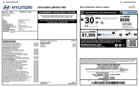 Photos of 2019 Hyundai Kona Limited for sale in Alvin, TX at Auto Boutique Texas